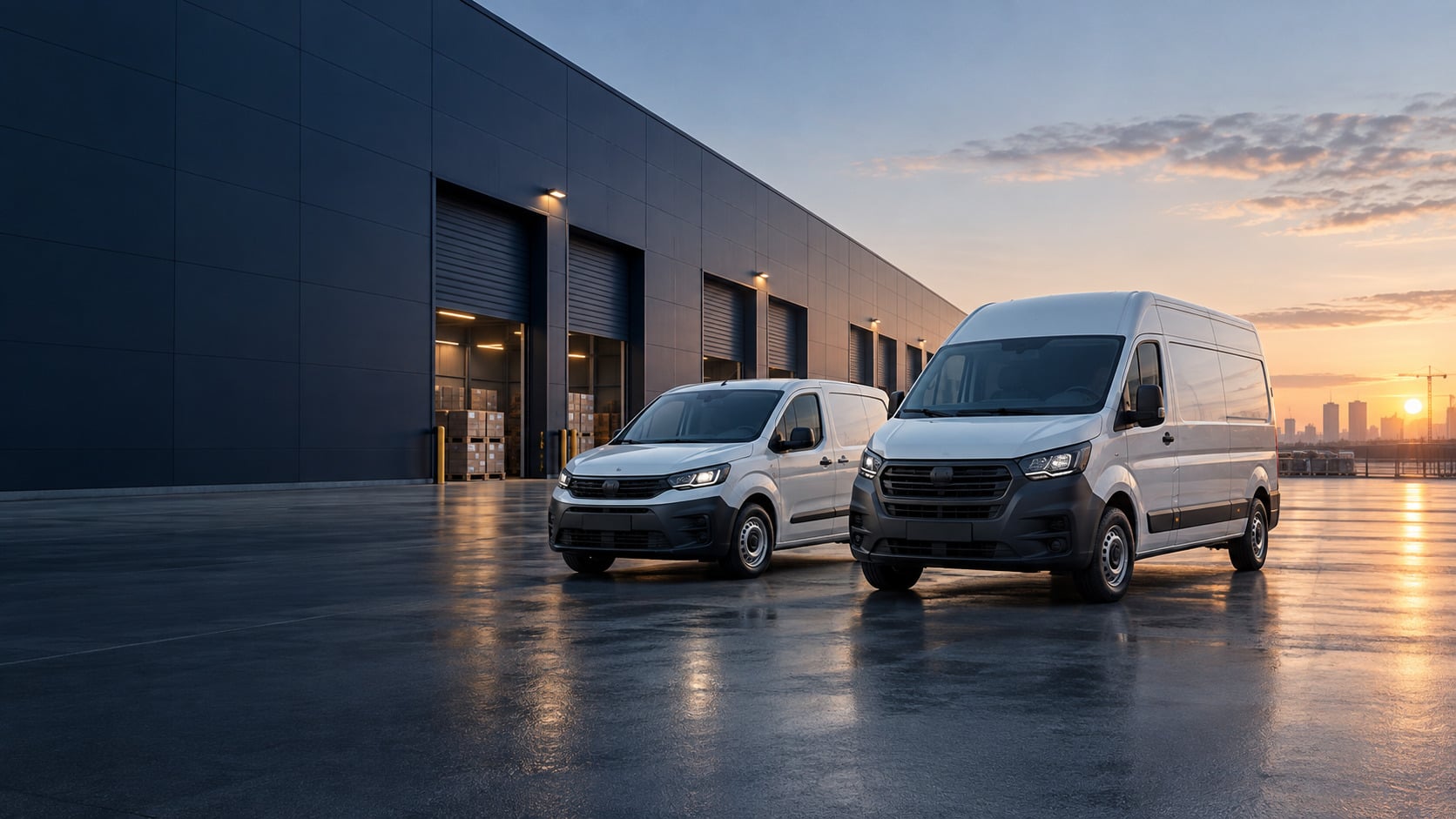 Transporter vor Lagerhalle – Transporter verkaufen mit DriveDeal24
