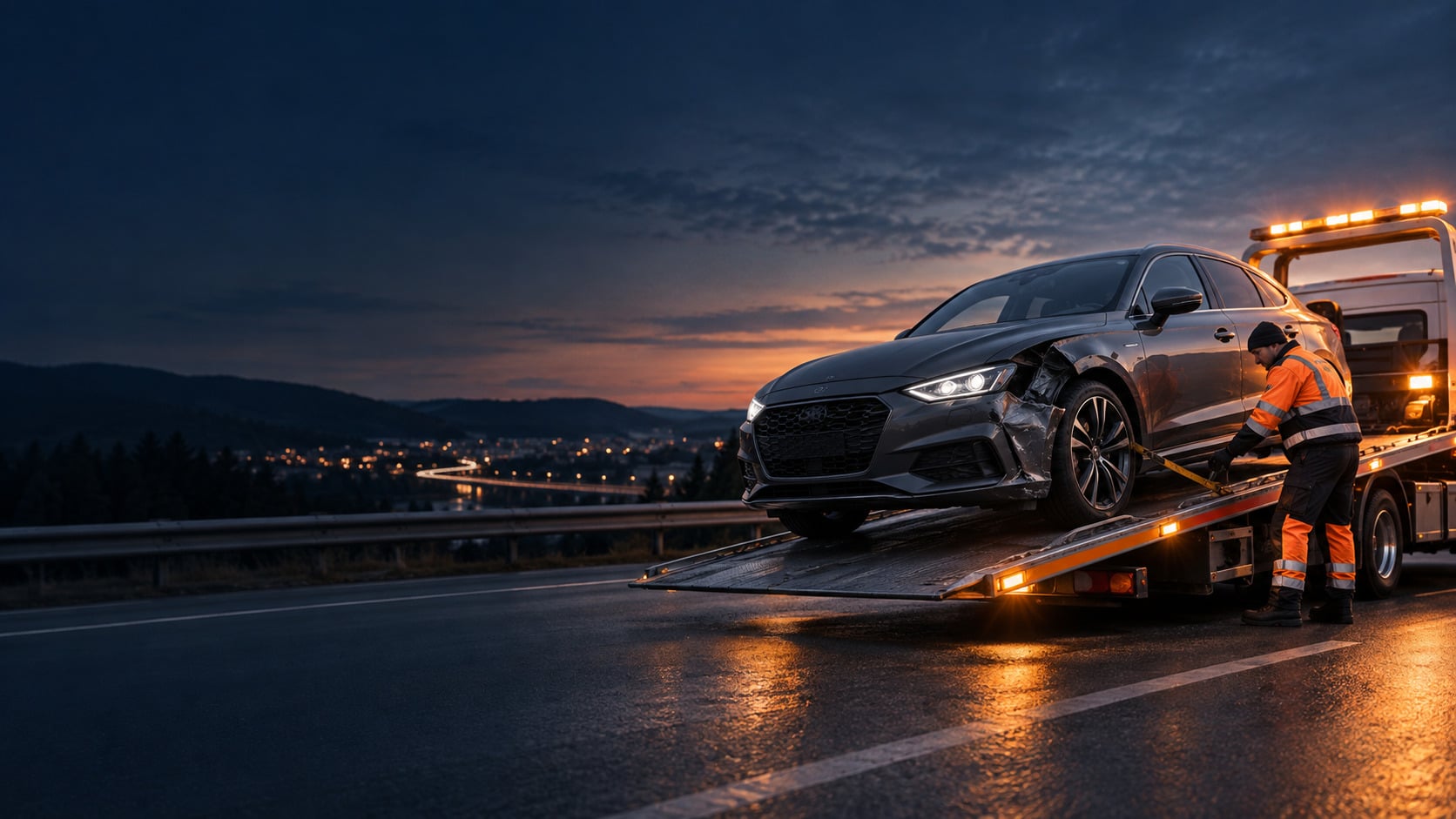 Unfallwagen auf Abschleppwagen – Unfallwagen verkaufen mit DriveDeal24